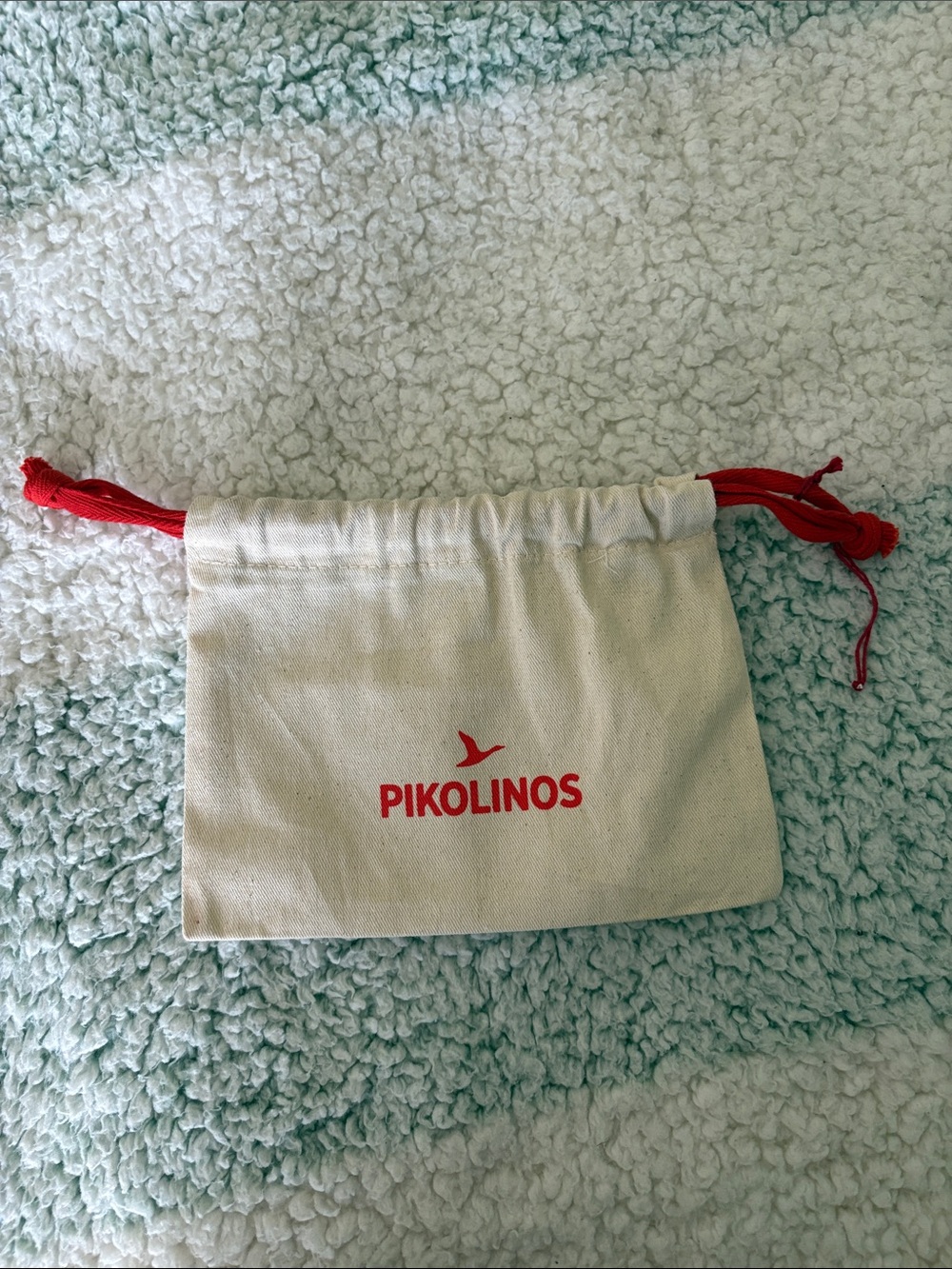 PIKOLINOS Natural Canvas Pouch with Red Drawstring